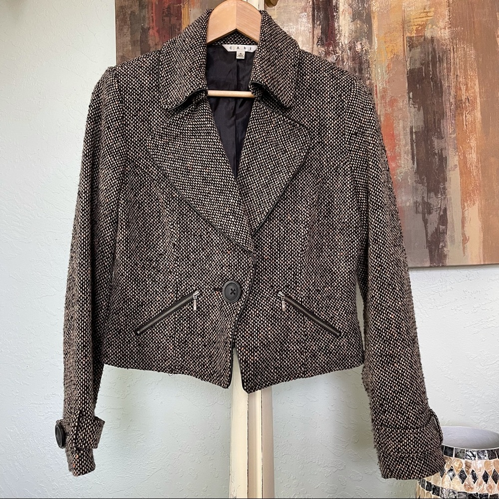 CAbi Tweed Moto Cropped Jacket